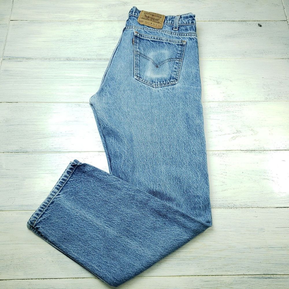 Vintage Levi's 505 Mens Orange Tab 90s Regular Straight Jeans Size 36x31